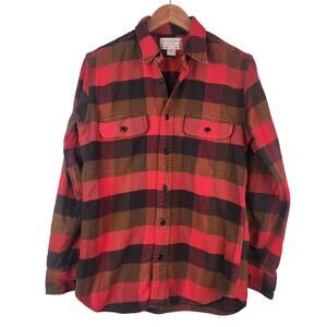 Filson Vintage Flannel Work Shirt Men's Small Red Plaid Cotton Button Down